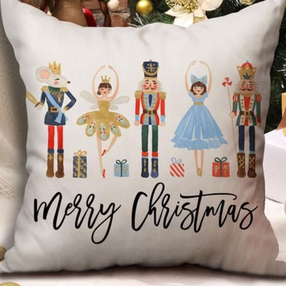 Nutcracker Christmas Pillow Cover Decorative Case Accent Holiday Xmas Home Decor - Picture 1 of 5